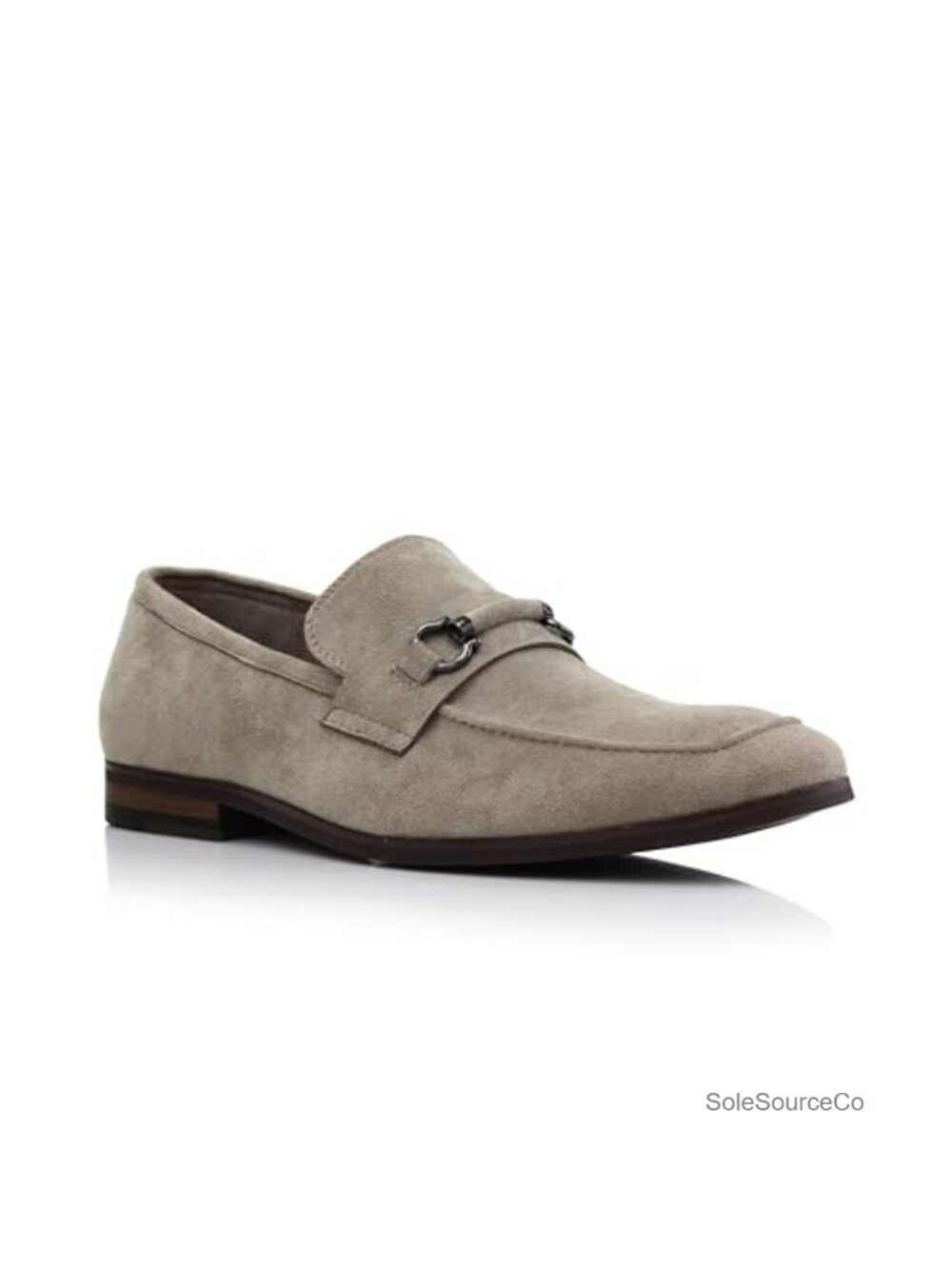 Classic Moc Toe Loafers with Horsebit Buckle - Vegan Suede Slip On Dress Shoes